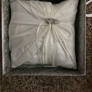 Elegant White Satin Ring Bearer Pillow